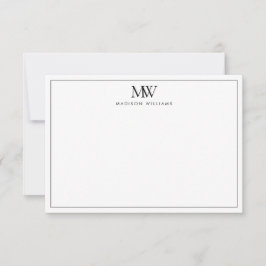 Eenvoudig Elegant modern Monogram Notitiekaartje