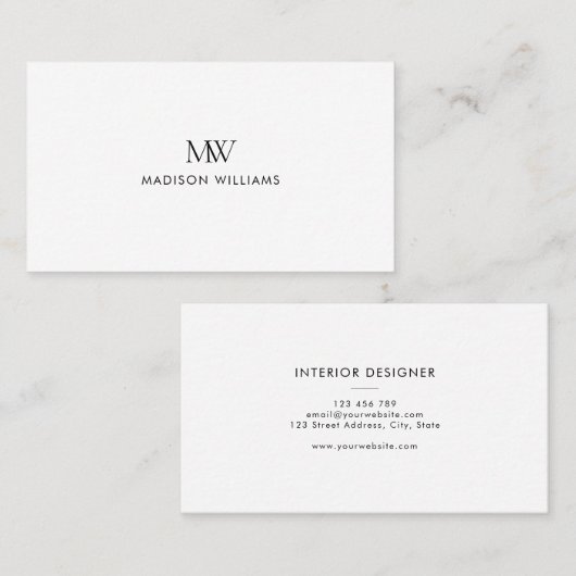 Eenvoudig Elegant Modern Monogram Visitekaartje (Voorkant / Achterkant)