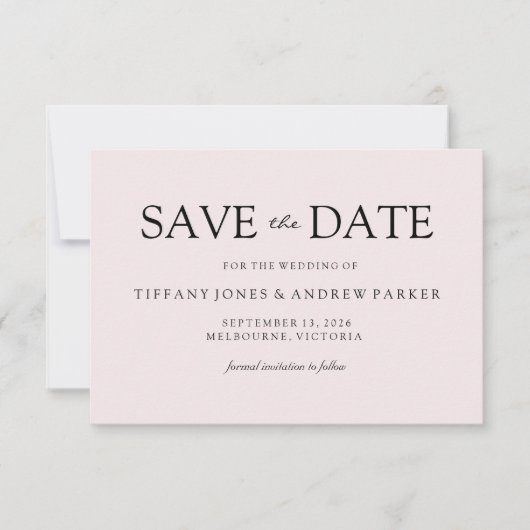 Eenvoudig Elegant Modern Peach Wedding Save the da Date (Voorkant)