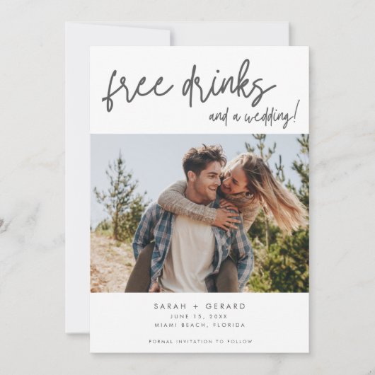 Eenvoudig Elegant Modern Photo Funny Wedding Save The Date (Voorkant)