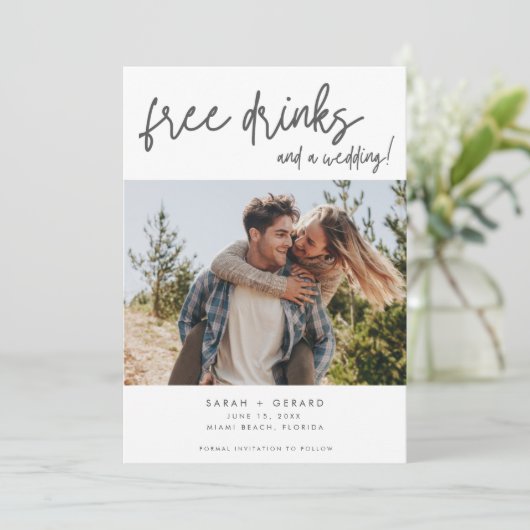 Eenvoudig Elegant Modern Photo Funny Wedding Save The Date (Staand voorkant)