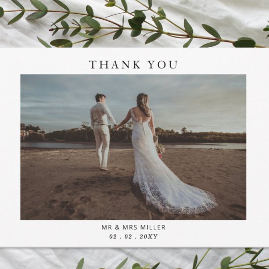 Eenvoudig Elegant Modern Photo Wedding Bedankkaart