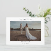 Eenvoudig Elegant Modern Photo Wedding Bedankkaart (Staand voorkant)