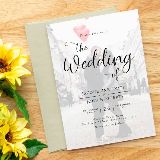 Eenvoudig Elegant Modern Photo Wedding Kaart