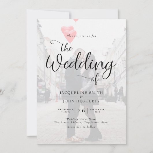 Eenvoudig Elegant Modern Photo Wedding Kaart (Voorkant)