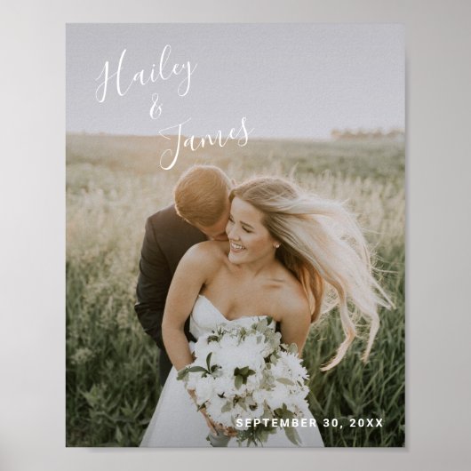 Eenvoudig Elegant Modern Photo Wedding Poster (Voorkant)