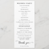 Eenvoudig Elegant Modern Photo Wedding Programmakaart (Achterkant)