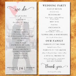 Eenvoudig Elegant Modern Photo Wedding Programmakaart