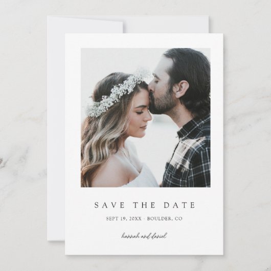 Eenvoudig Elegant Modern Photo Wedding Save The Date (Voorkant)