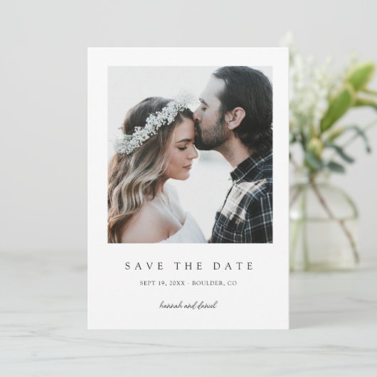 Eenvoudig Elegant Modern Photo Wedding Save The Date (Staand voorkant)