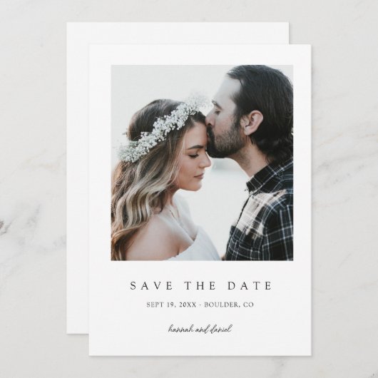Eenvoudig Elegant Modern Photo Wedding Save The Date (Voorkant / Achterkant)