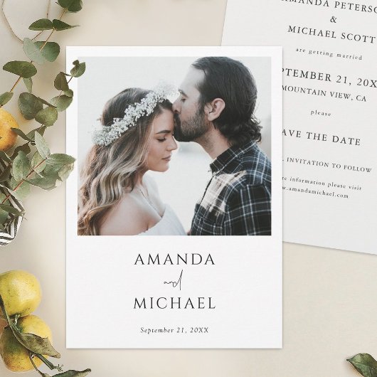 Eenvoudig Elegant Modern Photo Wedding Save The Date