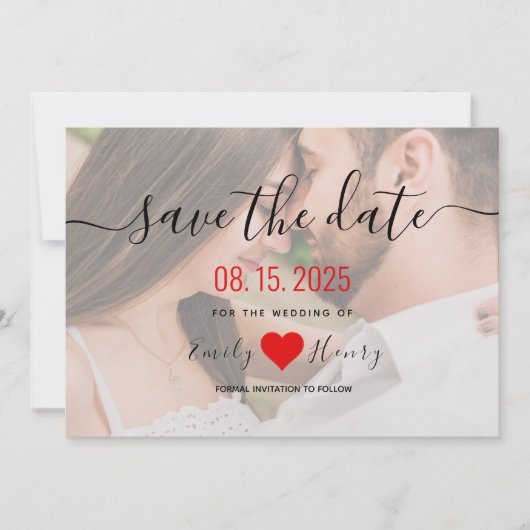 Eenvoudig Elegant Modern Photo Wedding Save The Date (Voorkant)