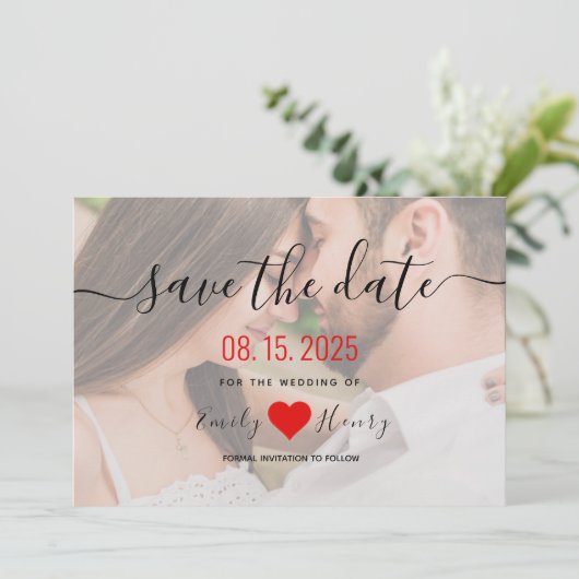 Eenvoudig Elegant Modern Photo Wedding Save The Date (Staand voorkant)