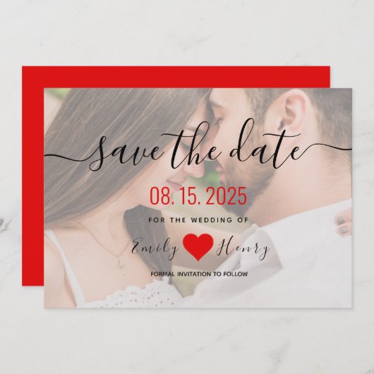 Eenvoudig Elegant Modern Photo Wedding Save The Date (Voorkant / Achterkant)