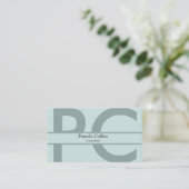 Eenvoudig elegant modern professioneel monogram visitekaartje (Staand voorkant)