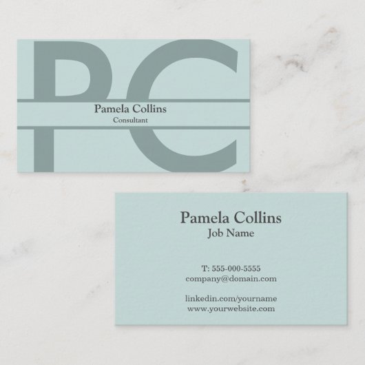 Eenvoudig elegant modern professioneel monogram visitekaartje (Voorkant / Achterkant)