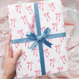 Eenvoudig elegant modern roze strikpatroon cadeaupapier