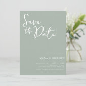 Eenvoudig Elegant Modern Sage Green Wedding Save The Date (Staand voorkant)