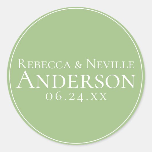 Eenvoudig elegant modern Sage Text Weddenschap Ronde Sticker (Voorkant)