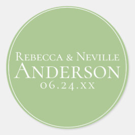 Eenvoudig elegant modern Sage Text Weddenschap Ronde Sticker
