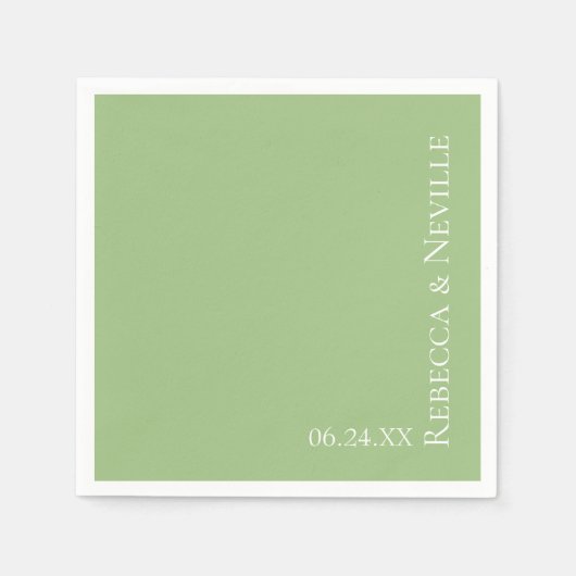 Eenvoudig elegant modern Sage Text Weddenschap Servet (Voorkant)