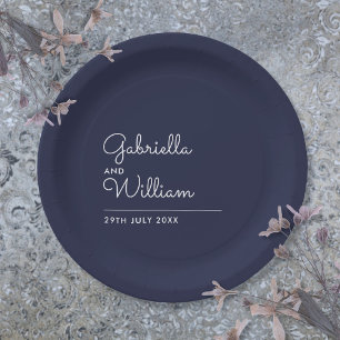 Eenvoudig Elegant Modern Schrift Navyblauw Papieren Bordje