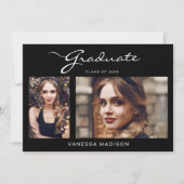 Eenvoudig Elegant modern script | 2 Foto-Afstudere Aankondiging (Voorkant)