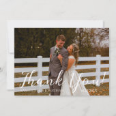 Eenvoudig Elegant Modern Script 2 foto's bruiloft Bedankkaart (Voorkant)