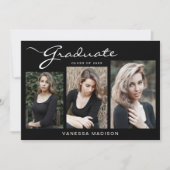 Eenvoudig Elegant modern script | 3 Foto-Afstudere Aankondiging (Voorkant)