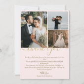 Eenvoudig Elegant Modern Script 4 foto's bruiloft Bedankkaart (Achterkant)