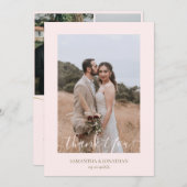 Eenvoudig Elegant Modern Script 4 foto's bruiloft Bedankkaart (Voorkant / Achterkant)