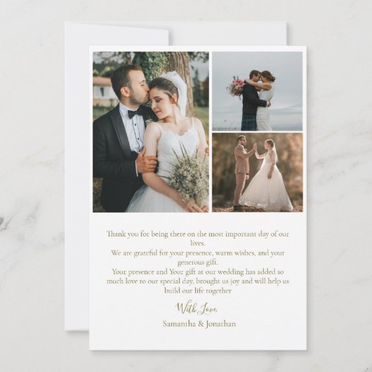 Eenvoudig Elegant Modern Script 4 foto's bruiloft Bedankkaart (Achterkant)