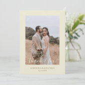 Eenvoudig Elegant Modern Script 4 foto's bruiloft Bedankkaart (Staand voorkant)