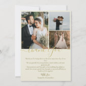 Eenvoudig Elegant Modern Script 4 foto's bruiloft Bedankkaart (Achterkant)