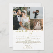 Eenvoudig Elegant Modern Script 4 foto's bruiloft Bedankkaart (Achterkant)