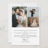 Eenvoudig Elegant Modern Script 4 foto's bruiloft Bedankkaart (Achterkant)