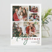 Eenvoudig Elegant modern Script 5 foto Kerstmis Feestdagenkaart (Staand voorkant)