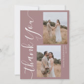 Eenvoudig Elegant Modern Script 5 foto's bruiloft Bedankkaart (Voorkant)