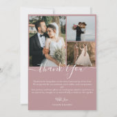 Eenvoudig Elegant Modern Script 5 foto's bruiloft Bedankkaart (Achterkant)