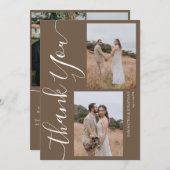Eenvoudig Elegant Modern Script 5 foto's bruiloft Bedankkaart (Voorkant / Achterkant)