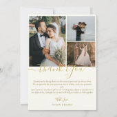 Eenvoudig Elegant Modern Script 5 foto's bruiloft Bedankkaart (Achterkant)