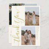 Eenvoudig Elegant Modern Script 5 foto's bruiloft Bedankkaart (Voorkant / Achterkant)