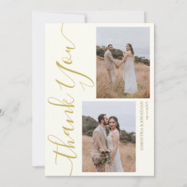 Eenvoudig Elegant Modern Script 5 foto's bruiloft Bedankkaart