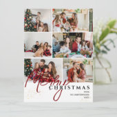 Eenvoudig Elegant modern Script 6 foto Kerstmis Feestdagenkaart (Staand voorkant)