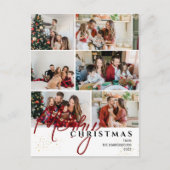 Eenvoudig Elegant modern Script 6 foto Kerstmis Feestdagenkaart (Voorkant)
