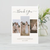 Eenvoudig Elegant Modern Script 6 foto's bruiloft Bedankkaart (Staand voorkant)