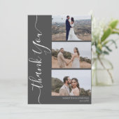 Eenvoudig Elegant Modern Script 6 foto's bruiloft Bedankkaart (Staand voorkant)