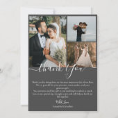 Eenvoudig Elegant Modern Script 6 foto's bruiloft Bedankkaart (Achterkant)