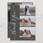 Eenvoudig Elegant Modern Script 6 foto's bruiloft Bedankkaart (Voorkant / Achterkant)